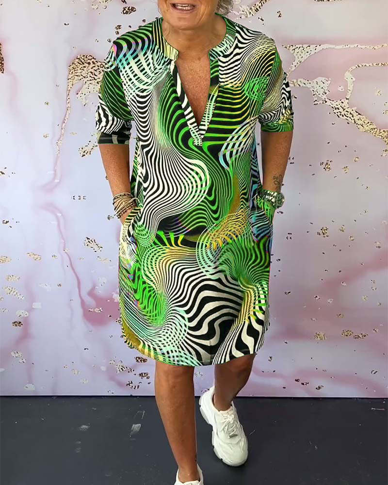 Salomé Boutique Slimming Dress with a Colorful Print Elevated Occasion Wear