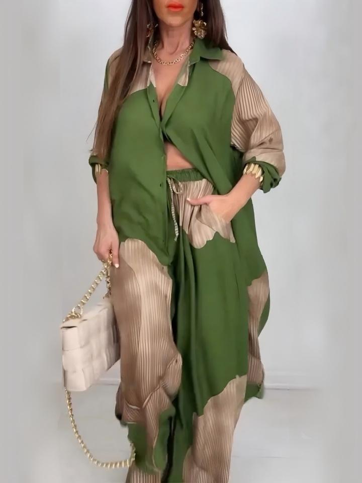 Painting 3D Printed Top And Pants, Casual Two-piece Set