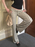 Polka Dots Low-rise Loose-fit Micro-flared Pants