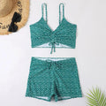 | 3-Piece Ombre Lace Bikini Swimsuit with Skirt