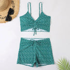 | 3-Piece Ombre Lace Bikini Swimsuit with Skirt