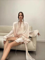 Two-piece Set Of Puff Sleeve Ruffle Skirt