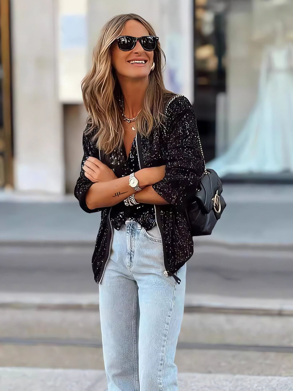 Black Sequin Coat