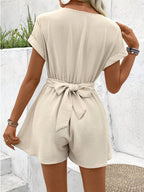 Batwing Sleeve Twisted Jumpsuit Shorts