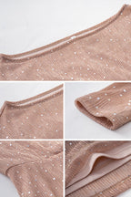 Off Shoulder Dolman Sleeve Rhinestone Blouson Bodycon Mini Dress