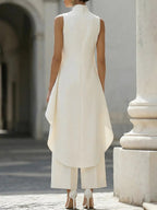 Commuting Temperament Sleeveless Top With Irregular Hem Straight-leg Trousers Set 2-piece Sets
