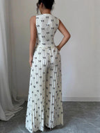 Floral Print Vest Top And Pleated Trousers Two-piece Set