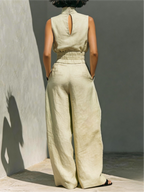 Cotton And Linen Sleeveless Trousers Casual Two-piece Set