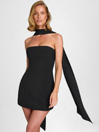 Ribbon Strapless High-waisted Mini&Short Dresses