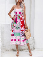 Patchwork Slip Maxi Dress: Abstract Colorful Printed