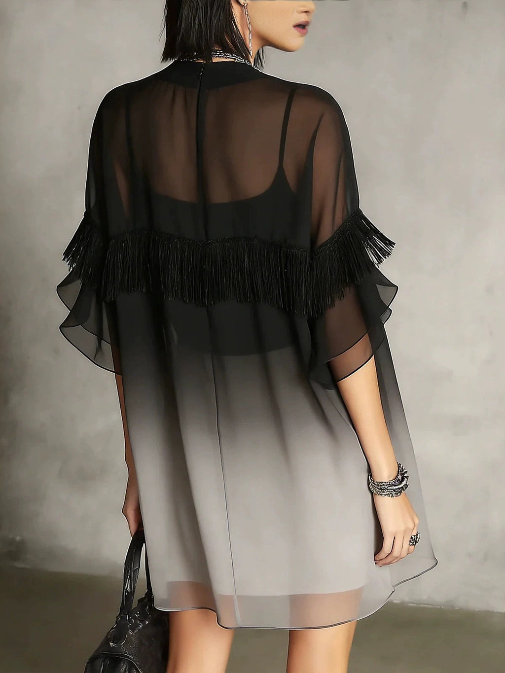 European And American Style Short-sleeved Mini Dress With Ruffled Trim