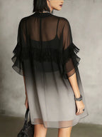 European And American Style Short-sleeved Mini Dress With Ruffled Trim