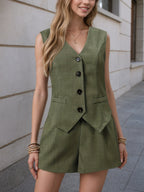 Vests Shorts Distressed Commuting Set 2-piece Sets