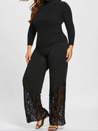 Slim-fitting, Loose-fitting, Comfortable Cropped Trousers With Lace Trim And Cutout Details