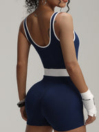 Color-blocked Stripes Seamless Exercise And Fitness Yoga Jumpsuits