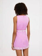Applique Hollow Out Slim-fit Sleeveless Mini&Short Dresses