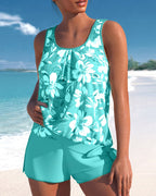 The Megan — Floral Ruched Tankini Set