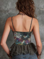 Printed Ruffle V-neck Camisoles