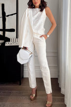 Round Neck Sleeveless Sequin Top