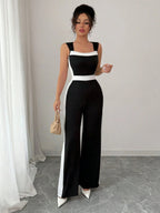 Color Matching Sleeveless Wide-leg Jumpsuits
