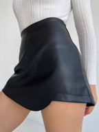 PU Leather High-waisted Hip-hugging Skirts And Pants