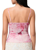 Printed Color Blocking Mesh Splicing Tank Tops&Camis