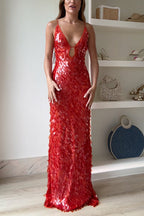 V Neck Cut Out Sequin Bodycon Maxi Cami Party Dress