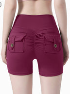 Bare-feel Pocket High-waisted, Tummy-flattening, And Butt-lifting Yoga Shorts