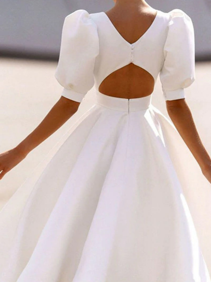 Big Swing Short Sleeve Solid Color Grace Midi Dresses