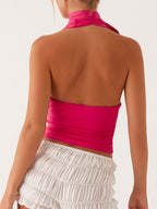 Deep V Halter Neck Strap Sleeveless Backless Tank Tops&Camis