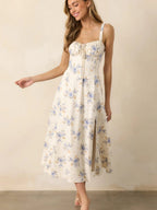 Floral Camisoles Bandage Temperament Slit Sexy Vacation And Leisure Maxi Dresses