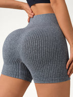 Seamless Ribbed Yoga Pants High-waisted Hip Lift Shorts