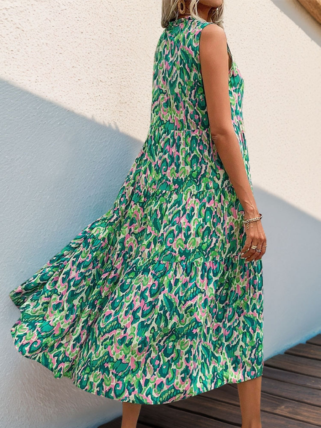 Printed Tassel V-neck Sleeveless Maxi Dresses