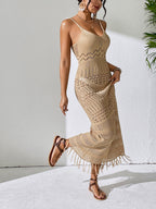 Hollow Tassel Knitting V-neck Camisoles Cover Ups