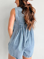 Sleeveless Short-sleeved Denim Jumpsuit