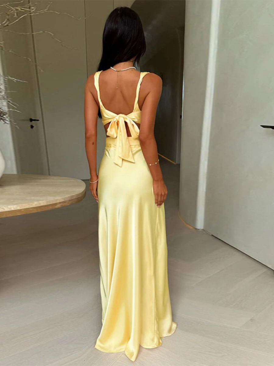 Halter Hollow V-neck Formal Dress Maxi Dresses