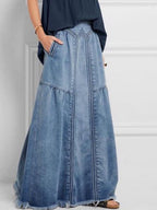 Denim Pocket Elastic High Waist Skirts