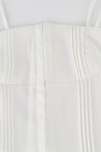 Spaghetti Strap Tie Shoulder Corset Bodice Pleated Skater Mini Dress
