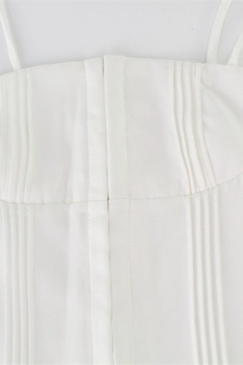 Spaghetti Strap Tie Shoulder Corset Bodice Pleated Skater Mini Dress