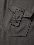 Solid V Neck Pocket Cropped Short Sleeve Tee