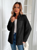 | Fluffy jacket with long sleeves and zip
