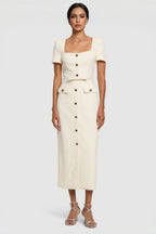 Angelse Crepe Button Midi Dress