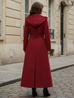 Wool Blend Maxi Hooded Coat With Double-Breasted Design For Women 2026