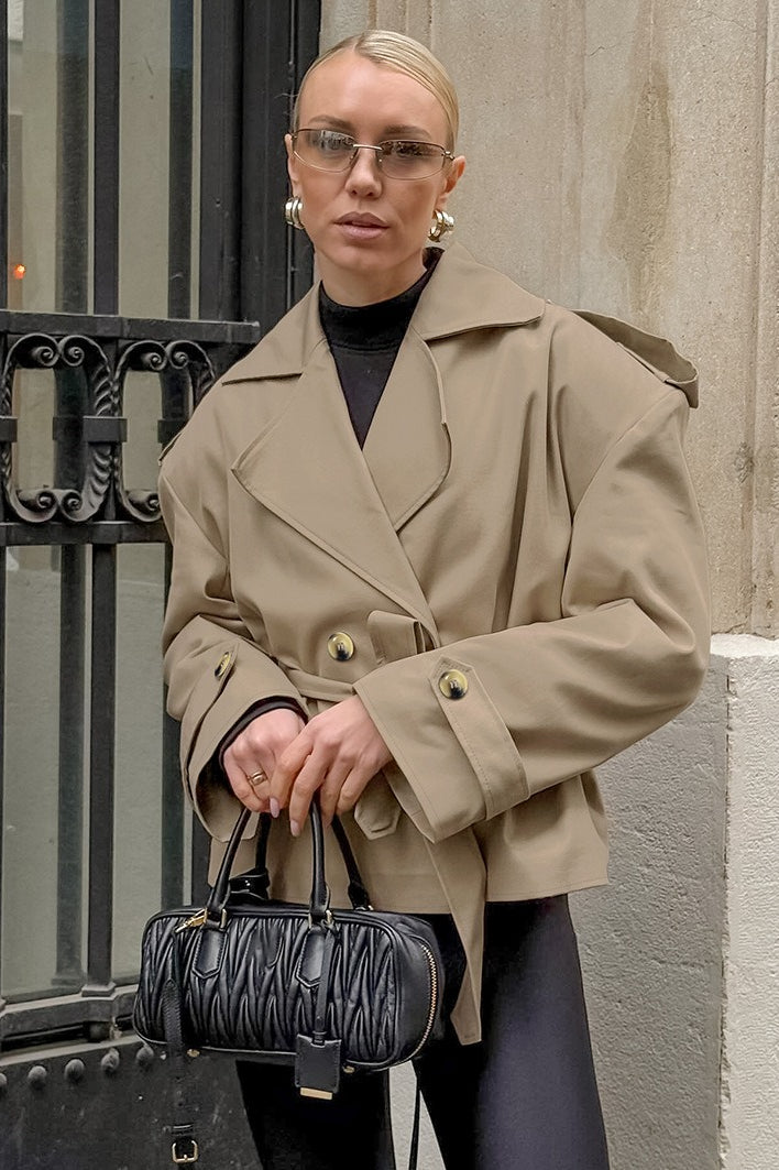Fashionable Belted Trench Jacket