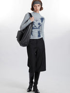 Cat Print Long Sleeves Tee