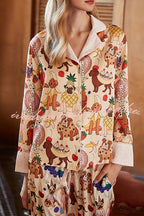 Dessert Dog Print Home Long Sleeved Two-piece Set