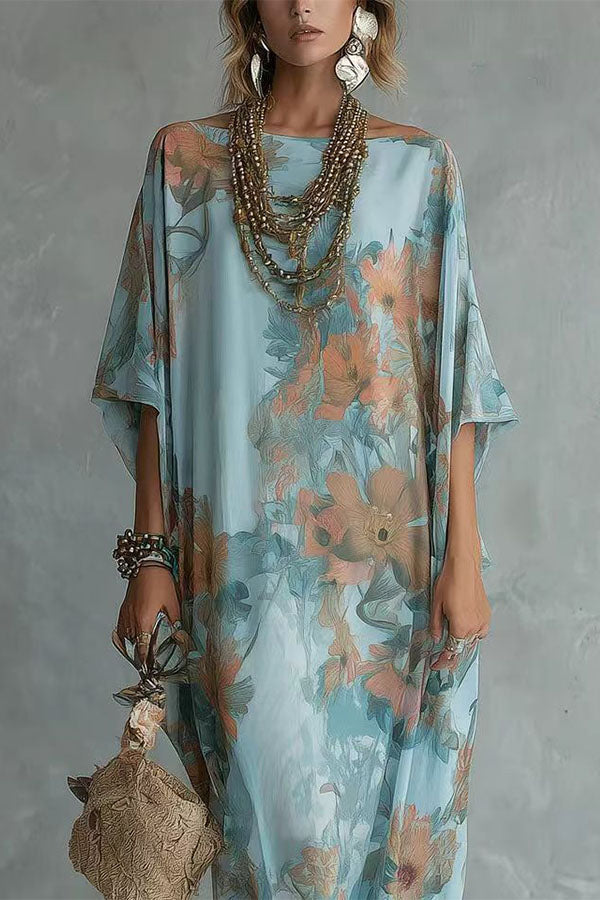 Boho Chic Floral Print Loose Fit Maxi Dress