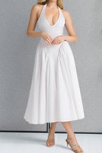Halter Solid Bodycon Backless Party Dress