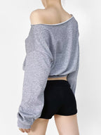 Off-The-Shoulder Long Sleeves With Bateau Neckline Sweatshirts
