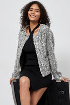 Sequin Crew Neck Long Sleeve Jacket